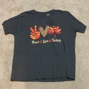 Women's Charcoal Graphic Tee - Peace Love Turkey Design